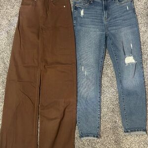 RACHEL Rachel Roy Brown and Blue Straight Leg Jeans